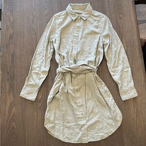 NWOT Guess Light Green Button Front Shirt Tie Wrap Dress Collared Size S